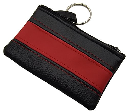 Praktische Schlüsseltasche/Schlüsseletui/Schlüsselmäppchen mit 1 Reißverschlussfach (Schwarz/Rot)