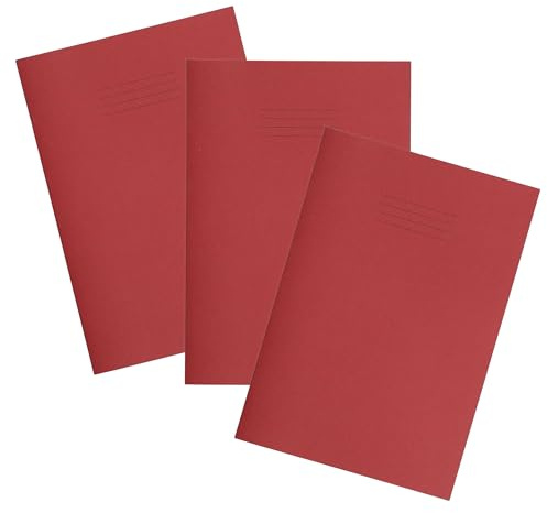 Rhino A4 Exercise Books, 32-Page / 15mm Lined Paper Notebook, 3-Pack, Office & School Stationery Supplies, Red