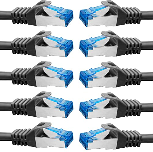 BIGtec - 10 Stück - 2m CAT.7 Gigabit Patchkabel Netzwerkkabel schwarz Kupferkabel Patch Ethernt LAN DSL Kabel CAT7 (RJ45, Cat 7, S/FTP PIMF) 2,00m