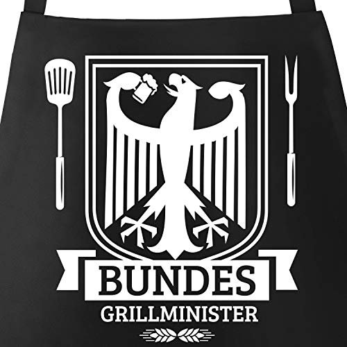 MoonWorks Bundesgrillminister Grill-Schürze für Männer mit Spruch schwarz unisize