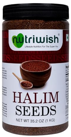 Nutriwish Semi naturali di Halim | 1 kg | Semi di crescione da giardino puri e naturali | Semi Aliv sicuri e benefici | Semi di crescione da giardino Halim Aliv da mangiare | Senza additivi | Snack ad