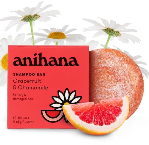 ANIHANA Shampoo Bar for Dry Damaged Safe For Color Treated Hair Moisturizing Hydrating Healthy Looking Hair Paraben Free Grapefruit and Chamomile 2.29 oz