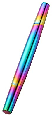 BISDARUN Rolling Pins for Baking 18/8 Stainless Steel Non-Stick Rolling Pin 1-Piece 13 Inches/33 CM Matte Finished (Rainbow)