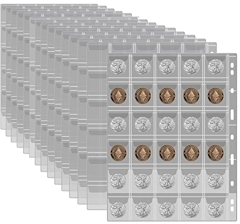 QNLEMON - Album per monete, 450 pezzi, 15 pagine, Trasparente, 11.1 x 8.26 pollici