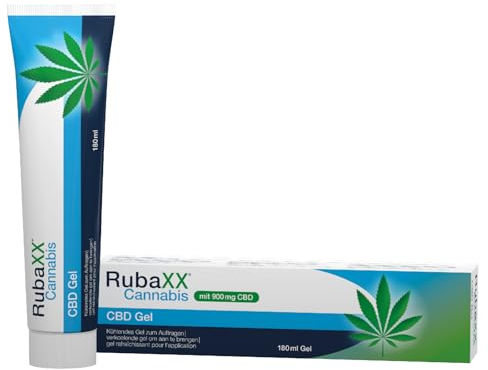 Rubaxx® Cannabis CBD Gel [180 ml] – EXTRA STARK mit ca. 900 mg CBD – Cannabissalbe mit Menthol & Minzöl – THC-frei