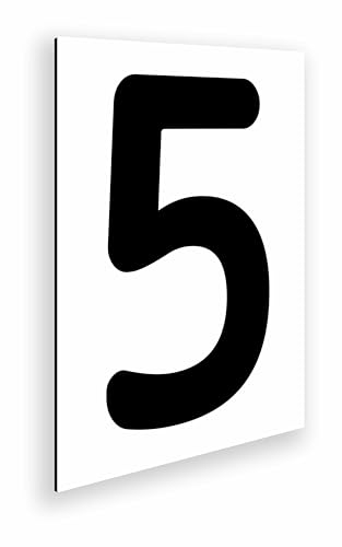 Placa Numero para Casa Exterior Aluminio 18x25 cm - Numeracion Puerta Comercios Naves Viviendas y Locales - Numeros Negros Grandes (Numero 5)