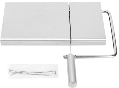 VIFERR Affettatrice per formaggio, in acciaio inox, con 5 fili di ricambio, tagliere per formaggi con filo, taglierina per formaggio, burro, toast e carne per colazione