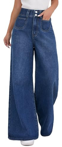 Jean Femme Taille Haute Elastique Coupe Droite Jean Large Femmes Taille Elastique Ultra Confortable Jeans Baggy Wide Leg à Jambe Large Ample Pantalon Fluide Pas Cher Soldes D'Été Denim Pants Offre