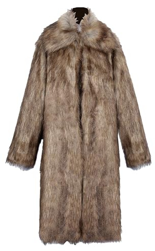 Qolkmuiy-GJ Manteau long en fausse fourrure de vison pour homme - Veste polaire tendance en fourrure de renard chaude pour l'hiver - Manteaux à manches longues