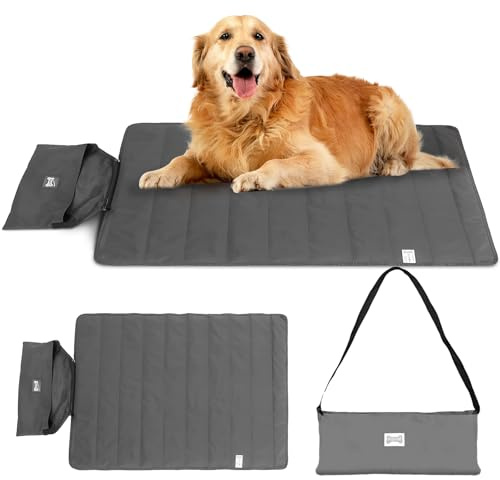 SilverChry Manta Impermeable y Plegable para Mascotas, Manta portátil para Exteriores Mascotas, Tela Oxford Fácil de Limpiar, Disponible en Ambos Lados (Dark Grey Fabric)