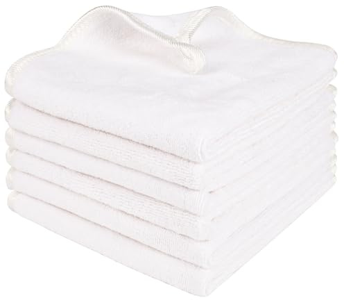 FOGARY 6-pack mikrofiber ansiktsduk, återanvändbar sminkborttagningstyg, mikrofiber mjuka ansiktsskydd smink rengöringshandduk, mikrofiber tvättdukar för ansiktsrengöring tvättbar (30,5 x 30,5 cm, vit