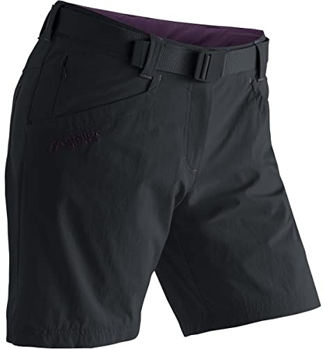 maier sports Kluane, Women's Short Hiking Trousers, Water-Repellent Outdoor Trousers for Trekking and Hiking, PFC-Free, mSTRETCH pro 4 & dryprotec Black