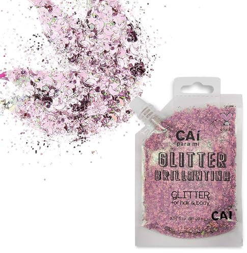 New Hair and Body Glitter Bag Pouch Holographic Cosmetic Grade Glamour (ROSE GOLD PINK)