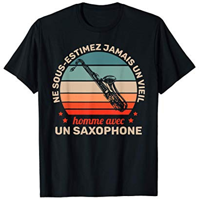 Saxophoniste Cadeau Pour Musicien Retraité Retro Saxophone T-Shirt