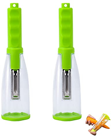 Maotrade 2 pz Pelapatate Professionale Acciaio Inossidabile Pelaverdura Contenitore Con Impugnatura Antiscivolo Adatto per Frutta da Cucina,Cetrioli,Carote,Mele,Kiwi