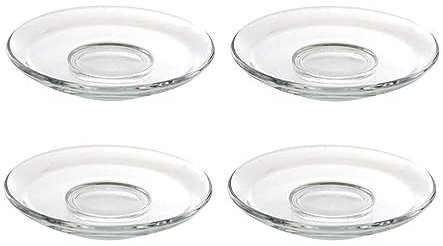 Cabilock Small Glass Dessert Plates 4Pcs Glass Saucers Tea Plates Clear Snack Plate Restaurant Dessert Plate Food Serving Dish for Coffee Tea Cups Snacks Fruits 9x9cm Coffee & Tea Saucers