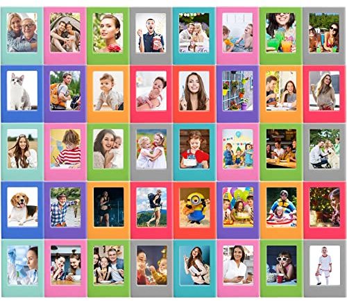 Epakh 40 Packs Magnetic Picture Frame 3 Inches Magnet Photo Frames Colorful Mini Table Photo Frame Holder for Mini Fridge Home School Office (Multicolor)