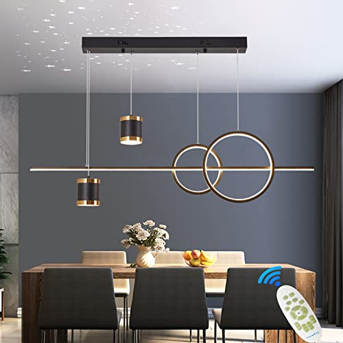 Qiaomao LED Pendelleuchte Esstisch Hängelampe Wohnzimmer Modern 49W Sternenhimmel Konvergiert Kronleuchter Dimmbare Hängeleuchte mit Fernbedienung Esszimmerlampe 120cm Höhenverstellbar,Schwarze