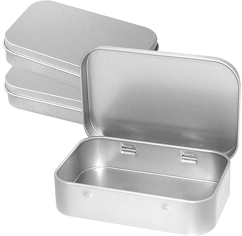 CENCERY 3 Stück Silber Metall Dose Kleine Metallbox Dosen mit Deckel Rechteckige leere Dosen Mini Metallbox Kleine Aufbewahrungsbox für DIY Home Storage, 95 * 60 * 20mm