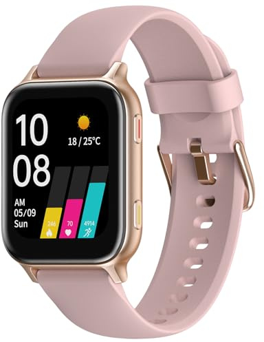 UMIDIGI Smartklocka, Uwatch 5S för män kvinnor, fitnessmätare 1,7 tum pekskärm, fitnessklocka med puls sömnmonitor SpO2 syremättnad, detekteringsstegräknare, vattentät smartklocka (guld)