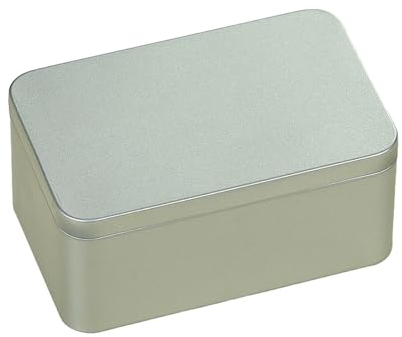 YUSSEQDD Caja de té cuadrada resistente y duradera hecha de hierro estañado, latas de almacenamiento de Metal rectangulares vacías, caja de lata cuadrada, caja de Metal, Plata