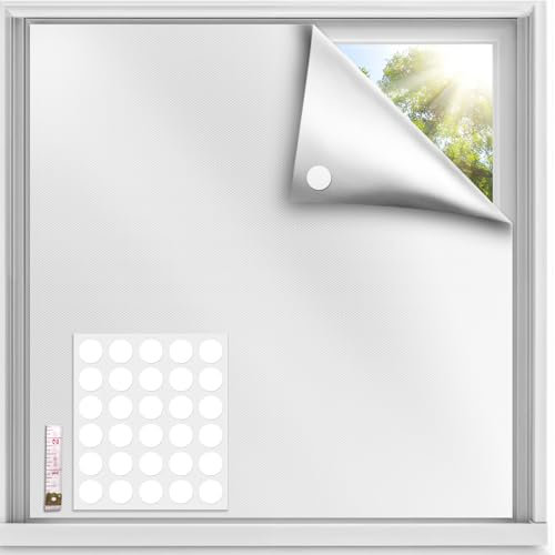 Qualsen Estor Sin Taladrar Opaco 100x145cm, Proteccion Solar Estores Adhesivos Tela Oscurecedora Persianas Portátil Temporal Estores Opacos para Dormitorio, Caravana, Ventana, Viaje (Plata-Plata)