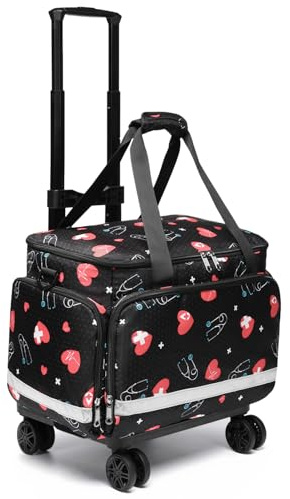 Medical Bag Rolling Roller Bag Trolley Duffel Nurses EMT CNA RN Empty for First Aid Responder Home Health Care Nursing Student Roll Duffle Bag Carry on with Wheels Wheeled Work Physicians Doctor