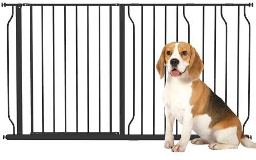 PawHut Barrière de sécurité Chien barrière Extensible 75-145 x 76 cm barrière escaliers couloirs Portes sans perçage en Acier et ABS Noir