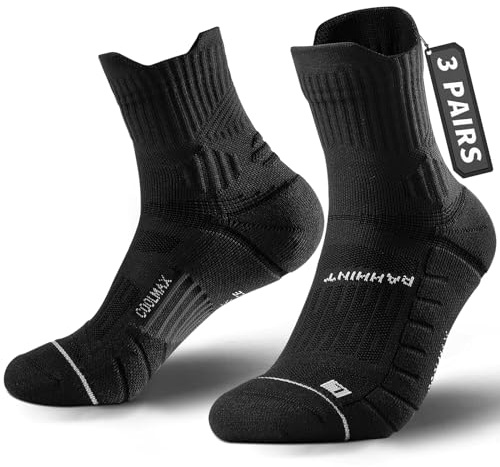 Rahhint 3 Pares Calcetines Running Hombre Mujer Antiampollas Cushioned Cuarto de longitud Calcetines Compresión Deporte