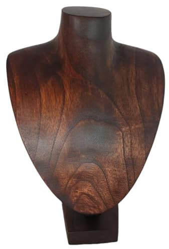 Tokoindah Schmuckbüste Holz braun, Kettenständer, Kettenhalter, Edle Aufbewahrung für Halsketten, mit sichtbarer Holzmaserung, 25 x 18 x12 cm, Für Halsketten bis 60cm, Für Zuhause oder Boutique