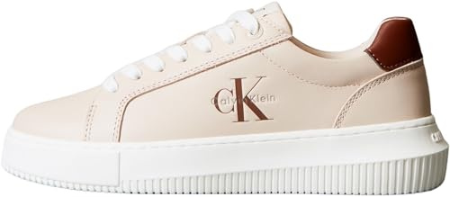 Calvin Klein Sneaker con Suela Cupsole Mujer Chunky Mono de Piel, Rosa (Whisper Pink/Cappuccino), 39
