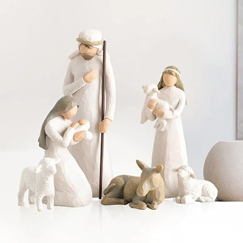 Nativity Set Religious Birth of Jesus Six-Piece Nativity Figurine Traditional Nativity Scene Figures Resin Craft Nativity Set Ornaments
