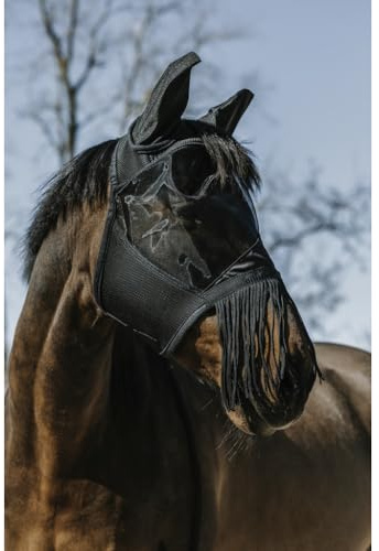 EKKIA Equithéme Masque anti-mouches avec franges Noir