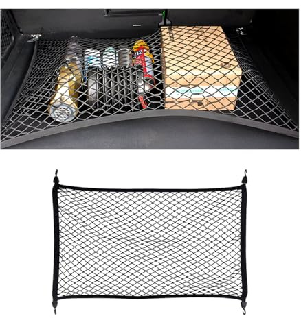ZNDAW Rete elastica per SUV, 27,6 × 50 cm, rete elastica per bagagliaio con ganci in ABS, copertura regolabile per bagagli, organizer posteriore per veicoli, accessori per auto