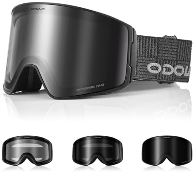 Odoland Skibrille Selbsttönend für Sonnige und Bewölkte Tage, Anti-Nebel Snowboard Brille für Herren Damen, UV-Schutz Ski Goggles, Schneebrille Photochrom