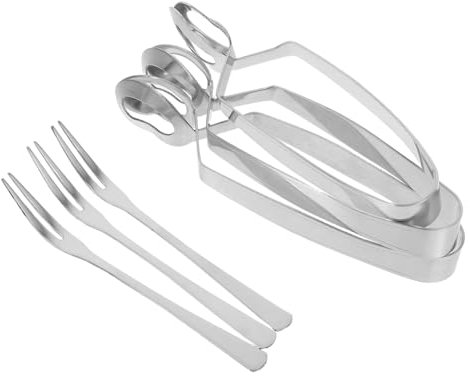 Alipis 3juegos Pinzas y Tenedores De Acero Inoxidable Para Caracoles Resistentes Al Calor Óxido Ergonómicas y Seguras Para Uso Restaurante y Catering Juego