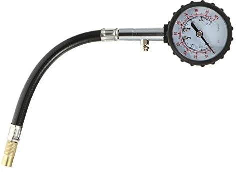 Garneck High-precision Car Tyre Pressure Gauge with Flexible Hose for Accurate Air Pressure Measurement and Easy Tire Deflation, Sturdy Copper and Rubber Material for Automotive Use