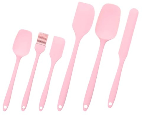 Silicone Spatula, 6Pcs Pink Kitchen Utensils for Baking, Silicone Spatula Set for Cooking, Easy Clean Spatulas for Cooking Set, Kitchen Accessories, Kitchen Tools Gadgets Baking, Mixing