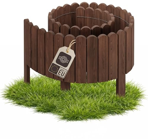 be4nature Flexible Wooden Garden Border 10 x 200 cm Dark Brown pressure treated roll border lawn edging decorative garden fence palisade bed edging
