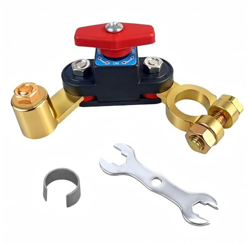 KEUPOK Coupe Circuit de Batterie de Voiture, Interrupteur d'Arrêt de Batterie Rotatif Réglable, Disjoncteur en Cuivre Pur Épaissi 12V-24V pour Voitures, Camping-ca, Bateaux