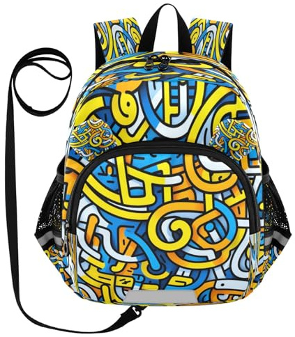 DDDIYEU Art De La Ligne De Serpents Jaunes Bleus Sac à Dos Bébé Rigolo avec Oreilles,Mini Sac à Épaule Adorable,Sac à Dos pour Enfants