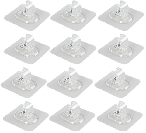 Xotectrix 12 piezas soporte barra cortinas sin perforación, colgando cortina sin perforación, soportes de barra autoadhesivos transparentes, adecuados para triángulo, cortina, baño, cocina y oficina