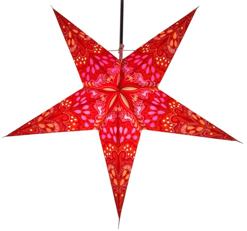 GURU SHOP hopvikbar adventslampa/pappersstjärna/julstjärna, 60 cm – Nestor-orange, stjärna, fönsterdekoration