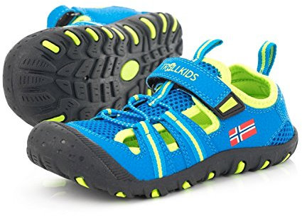 Trollkids Kinder Sport Sandale Sandefjord, Mittelblau/Limette, Größe 40 EU