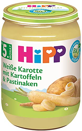 HiPP Gemüse Weiße Karotte mit Kartoffeln und Pastinaken, 6er Pack (6 x 190 g)
