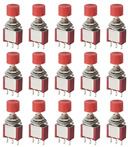 WMYCONGCONG 15 PCS SPDT Momentary Push Button Switch 3 Pin AC 2A 250V/ 5A 120V NO/NC