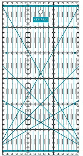 SEMPLIX Patchwork-Lineal Quilt-Lineal, transparent, mit cm-Skala und Winkelfunktionen, ideal für Patchwork und zum Basteln, 30 x 15 cm (türkis)
