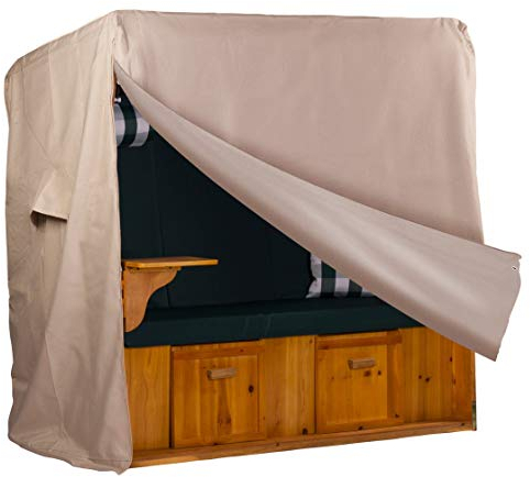 WEBAVITA - Strandkorb Schutzhülle | Größe XL - 155cm | Wetterfeste Strandkorbhülle Oxford 600D in beige| wasserdichte Abdeckhaube mit UV-Schutz