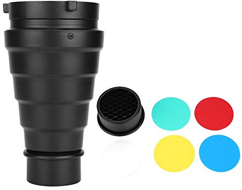 EBTOOLS pour Bowens Mount snoot Tube de Faisceau de Lumière de Tube de Faisceau de Lumière de Grille en nid d'abeille pour Flash Stroboscopique de Studio et Gel de Couleur de 4 Pièces pour la Directi