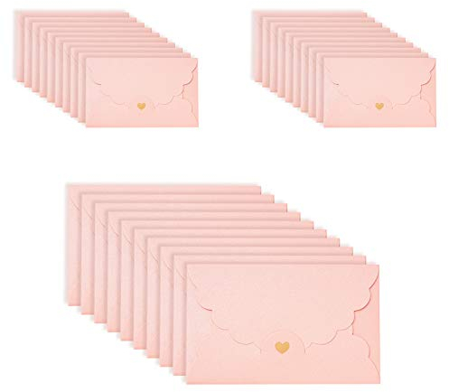ASFINS Rosa Briefumschläge, 30 Stück Mini Umschläge Geschenkkarte Umschlag für Weihnachten Geschenk Süße Umschlag für DIY Hochzeit Geburtstagsfeier, 17,4 x 11 cm (M)
